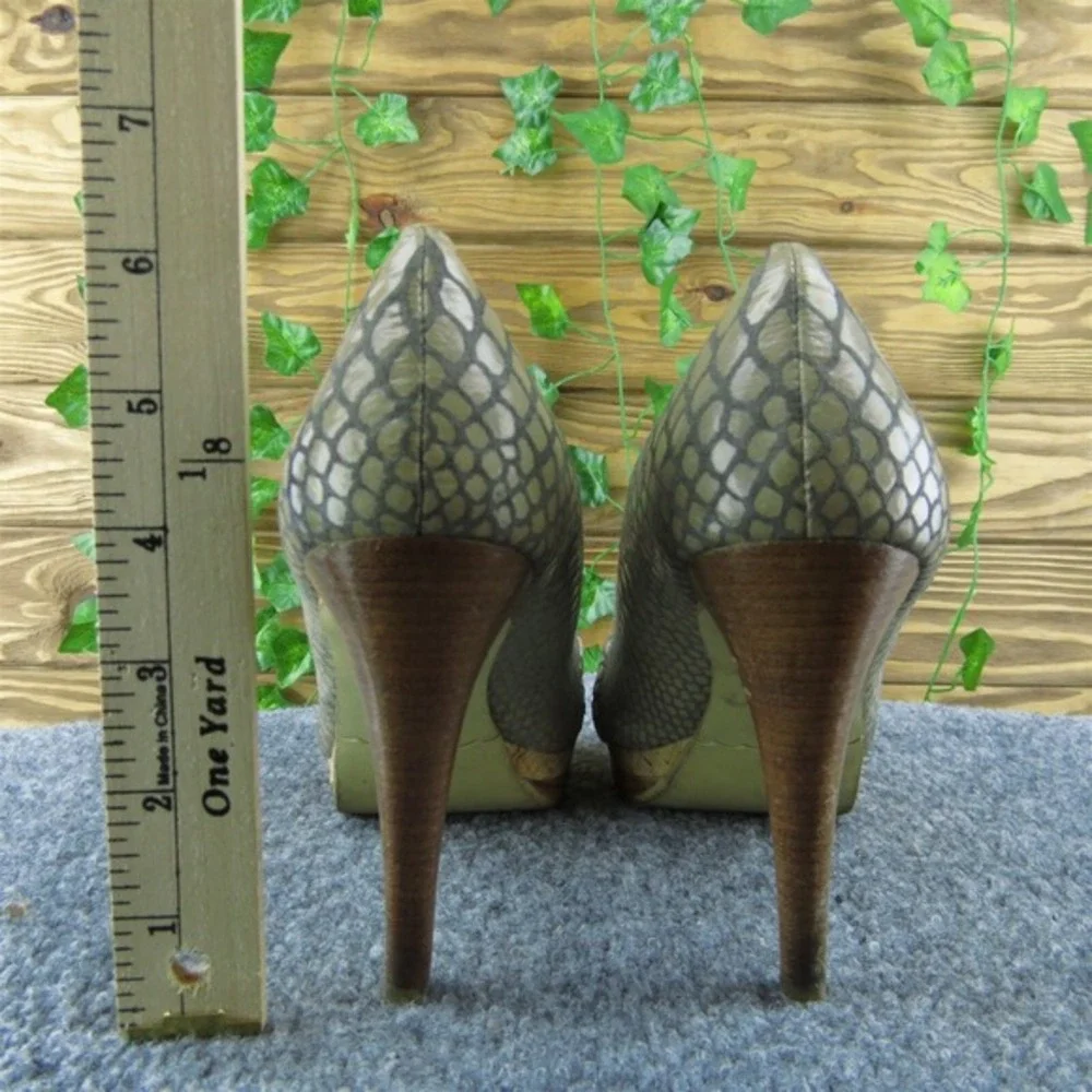 Moda Spana  Women Peep Toe Heel Shoes Size 8 Medium‎ Brown Leather